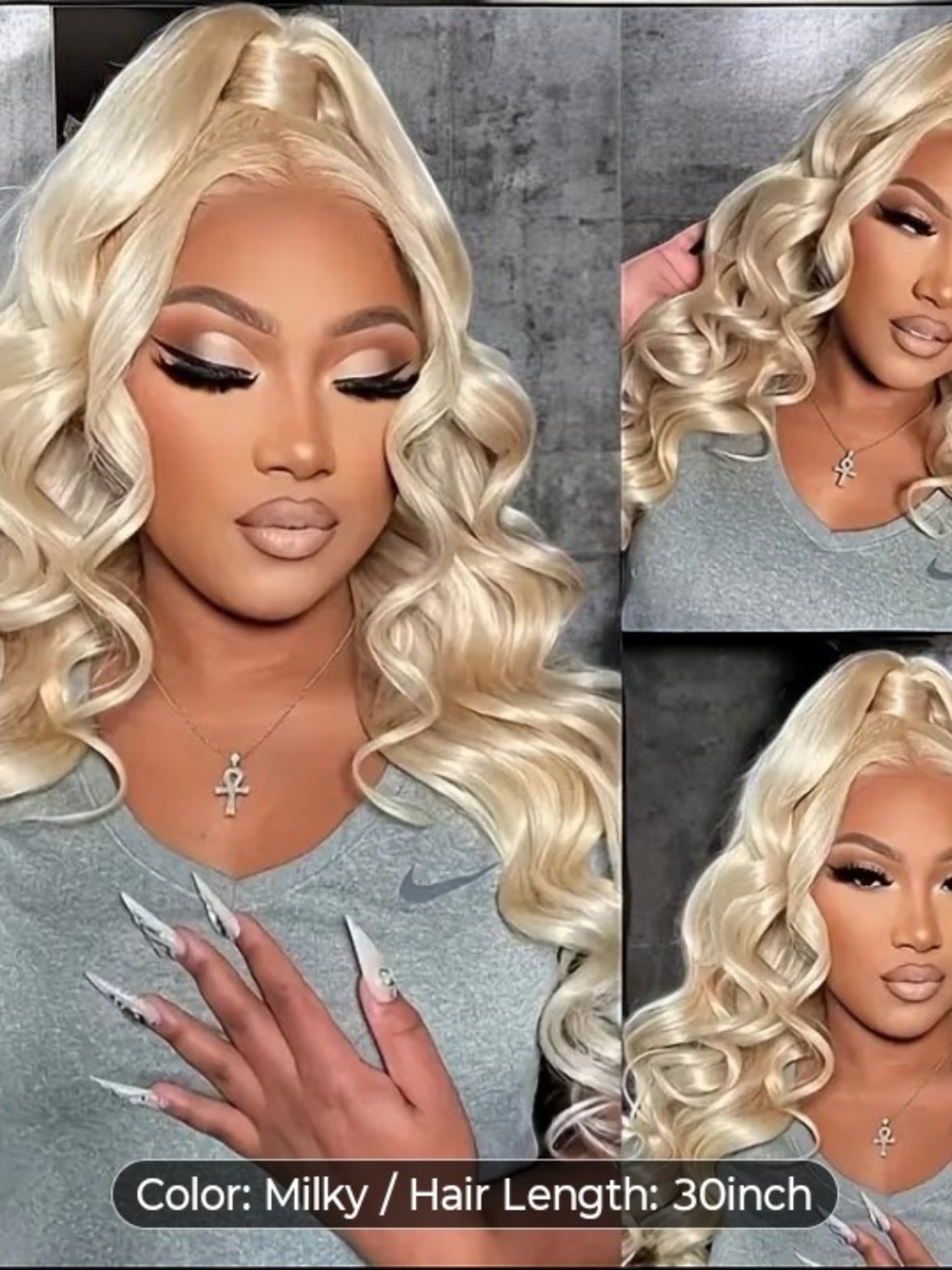 Glueless Milky Blonde 30" Women’s Wig - Luxurious Loose Waves